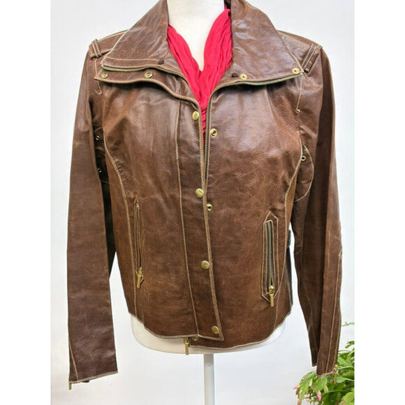 PunyPumpkin Jackets & Blazers - A New Approach Brown Leather Jacket